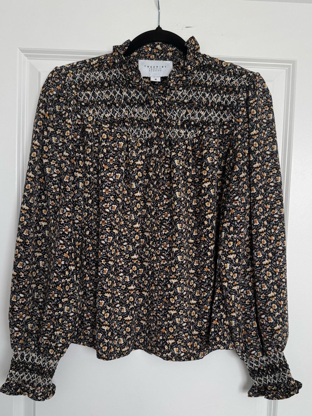 The Shirt by Rochelle Behrens black floral women’s blouse Nichole med